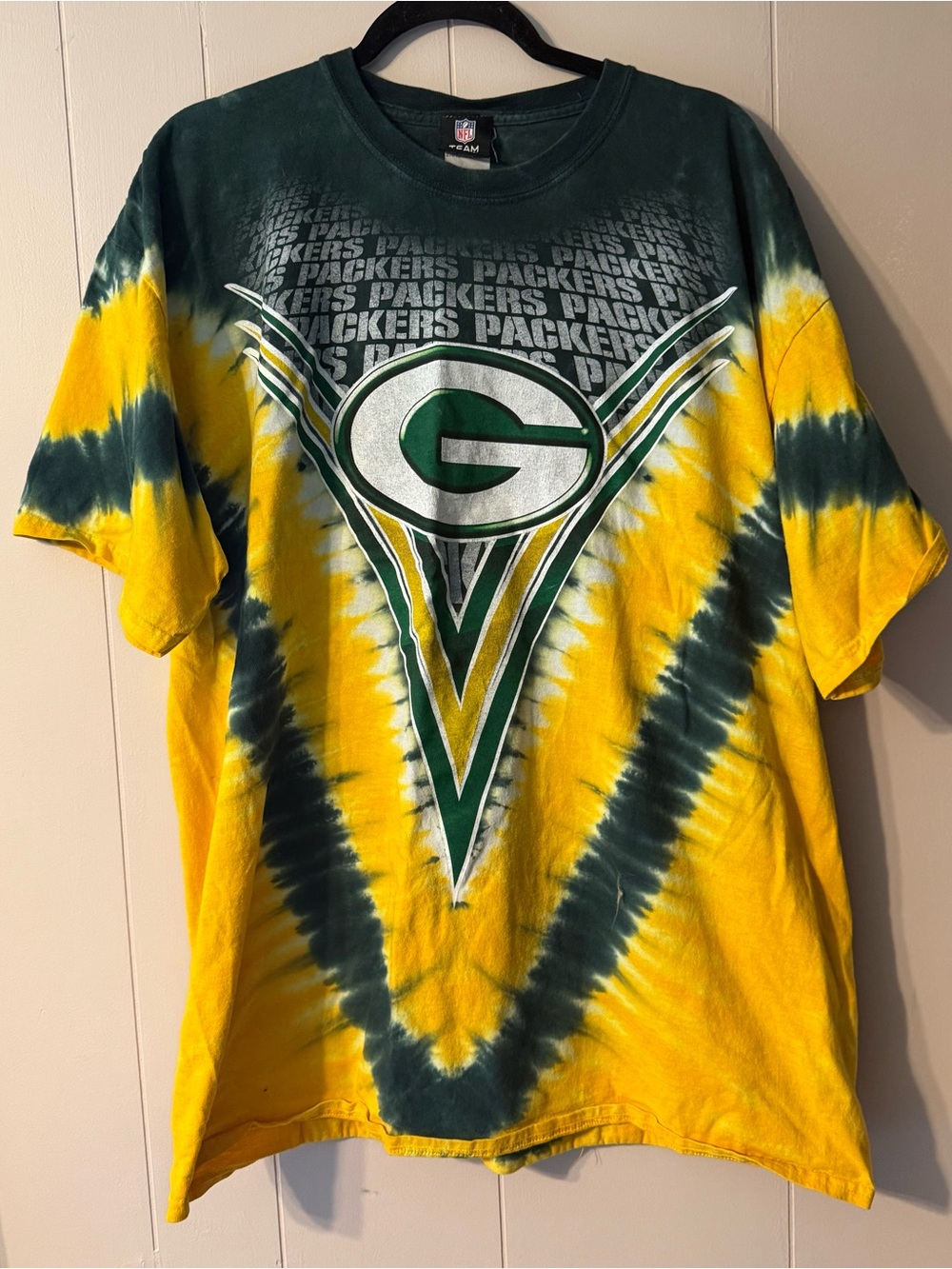 Green Bay Packers NFL Team Apparel Tie Dye Graphic T-Shirt Size 2XL Double Sided